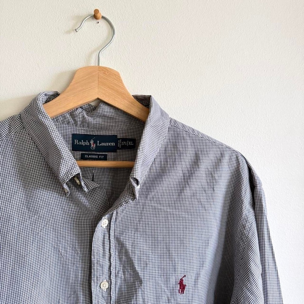 Ralph Lauren blue & white checkered button-up shirt